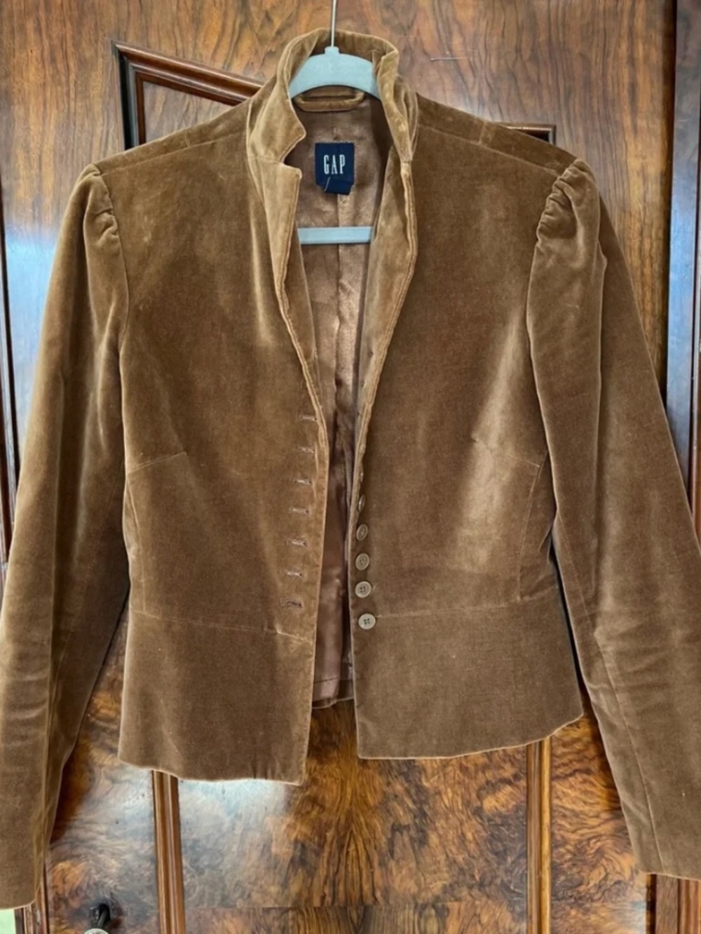Caramel Velvet Gap Fitted Victorian Style Blazer size 2